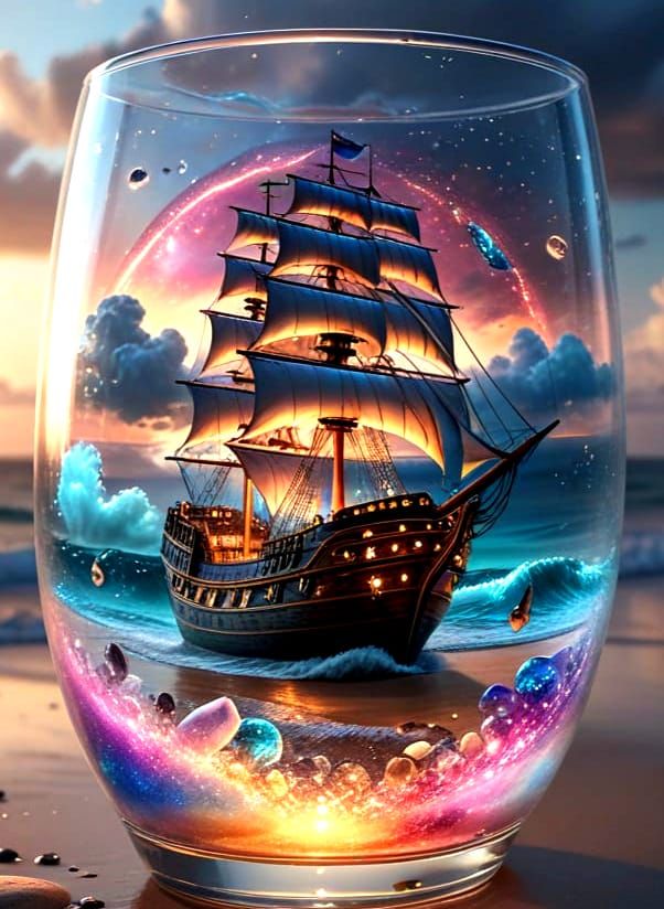 Whimsical 8K Concept Art: Glass Beach Scene