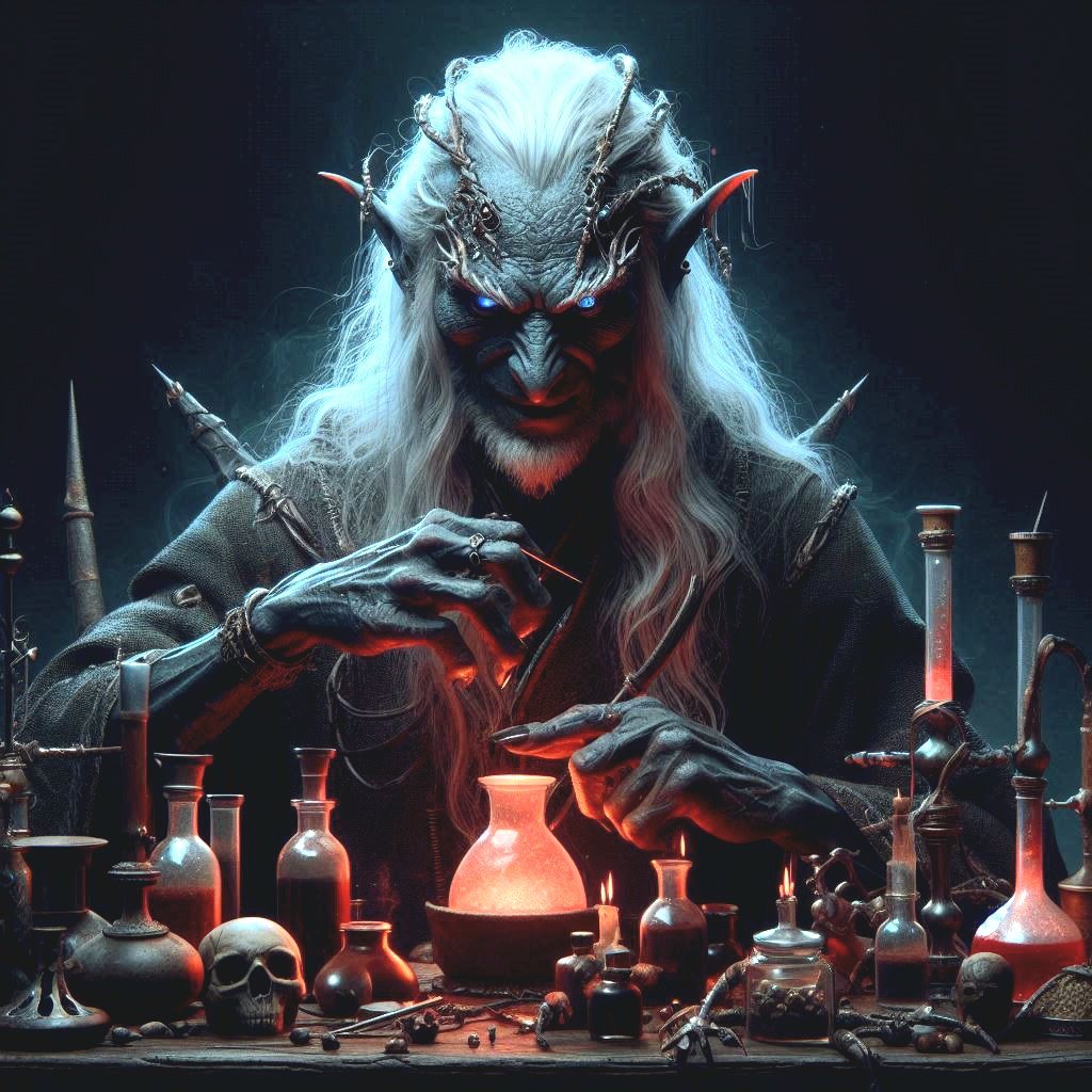 Evil elven alchemist