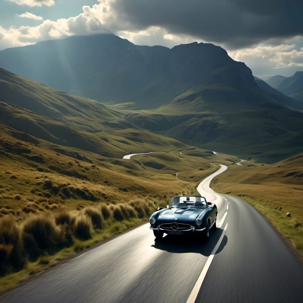  <lora:MutedFaceuss:1.0> The hum of the open road