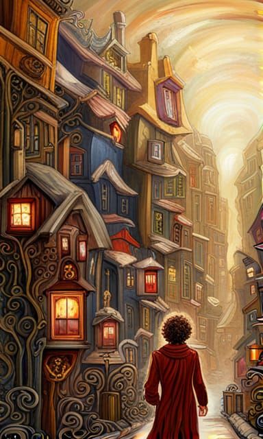Charismatic Urban Druid Strolls Through Steampunk Landscape
