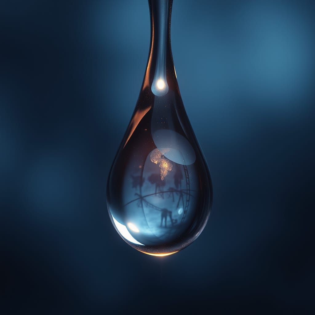 Luminous Tear Reflecting World, Hyperrealism Art