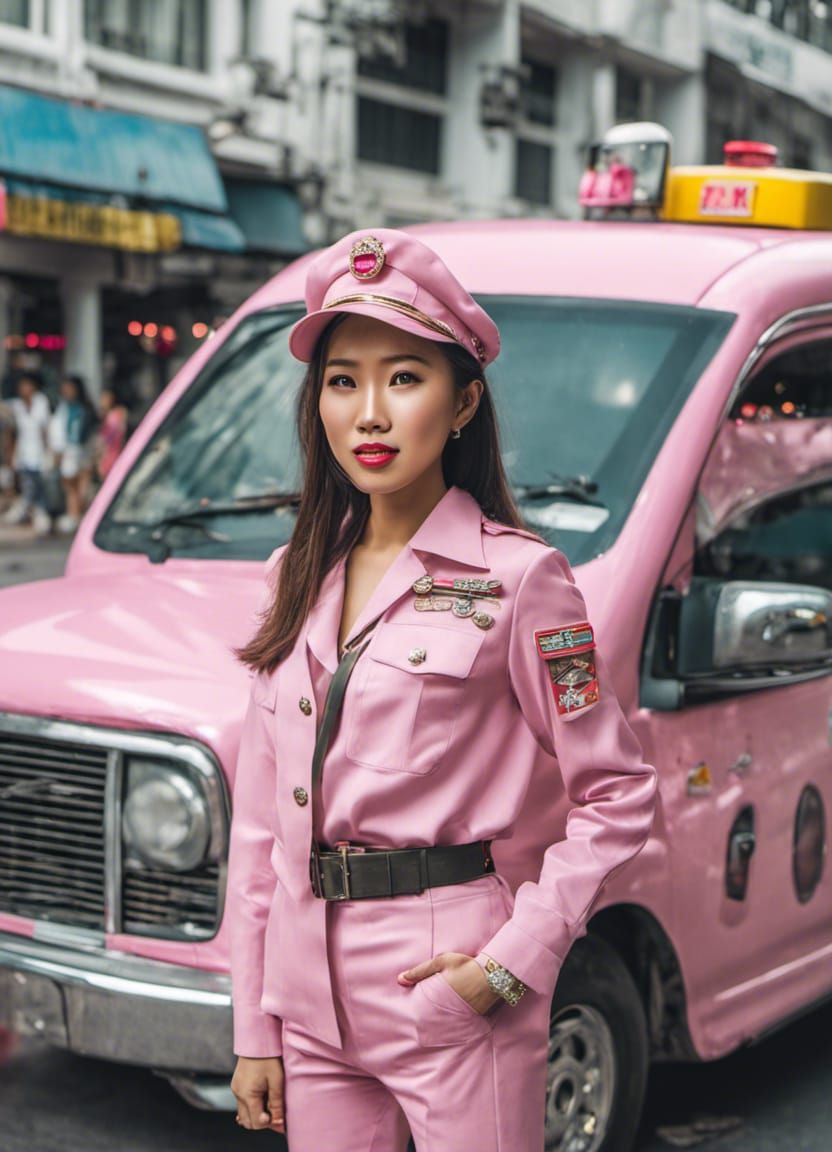 Pink taxi driver - AI Generated Artwork - NightCafe Creator