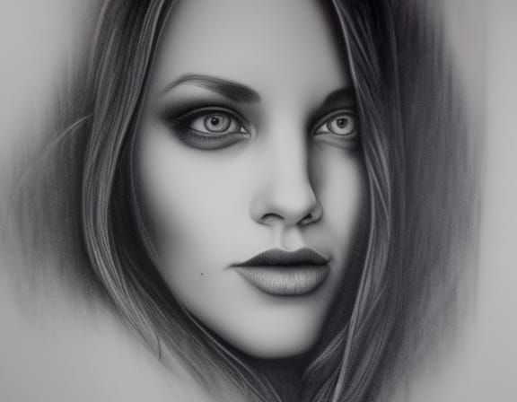 Stunning Dark-Haired Woman with Green Eyes in Hyperdetailed....