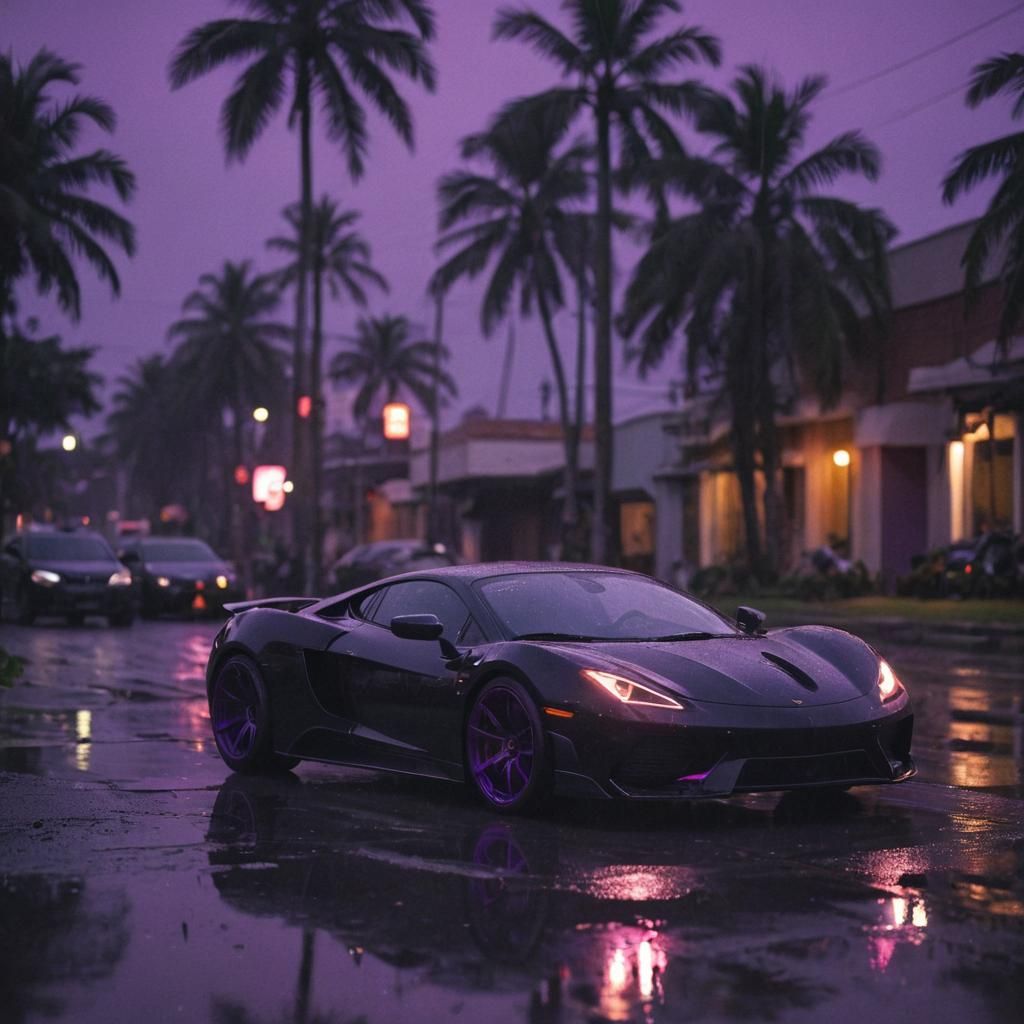 Cinematic Sports Car Under Tropical Sunset