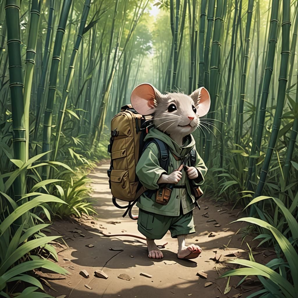 Little mouse strolling in a Bamboo forest  by @SpinningBooks