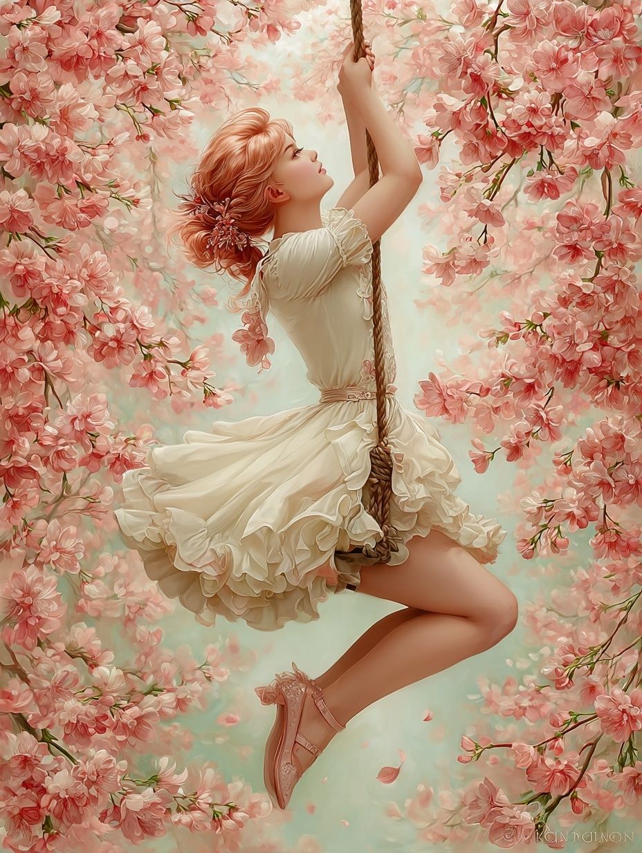 Swing in blossoms
