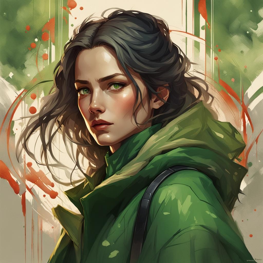 Hyper Detailed Concept Art Portrait in Triadic Colors