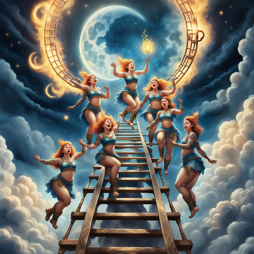 Mystical Dwarfs Dance Under Super Blue Moon