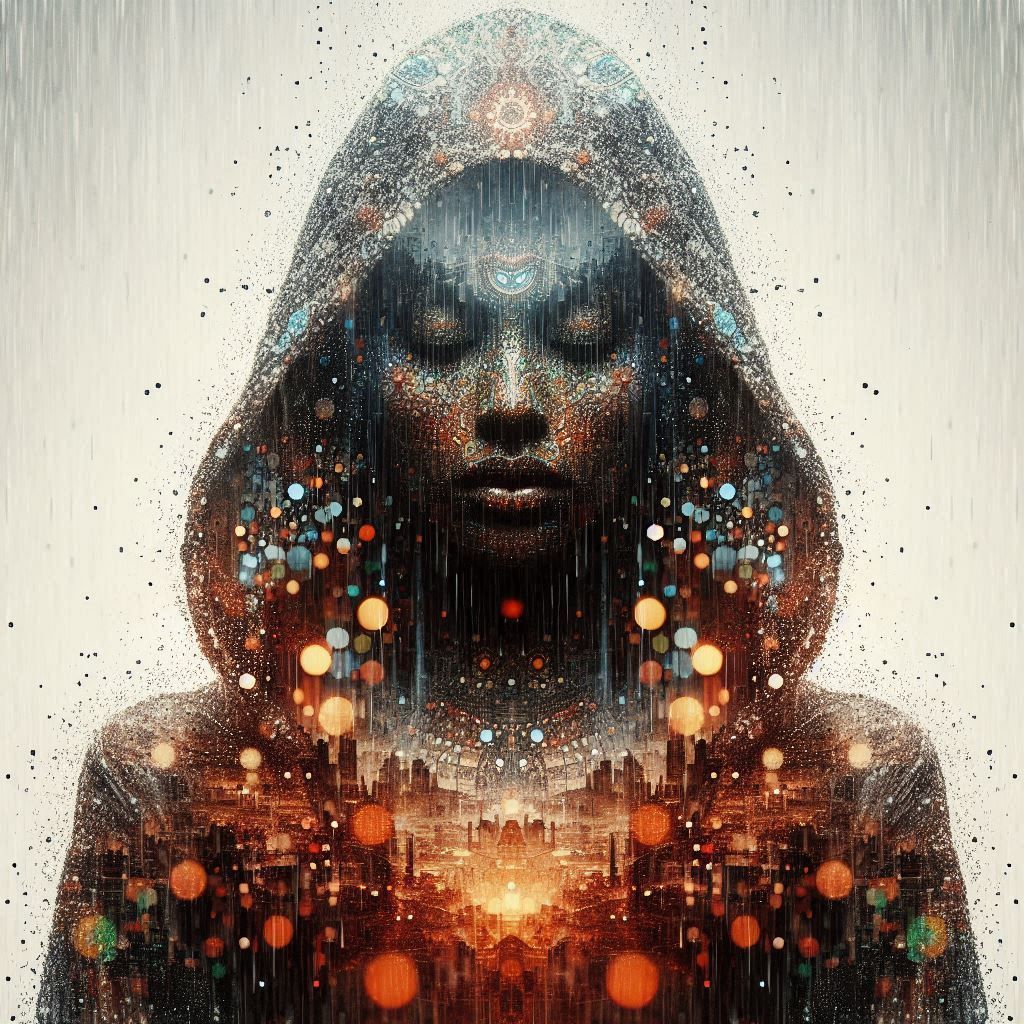 double exposure beautiful fantasy DALL-E 3 portrait landscap...