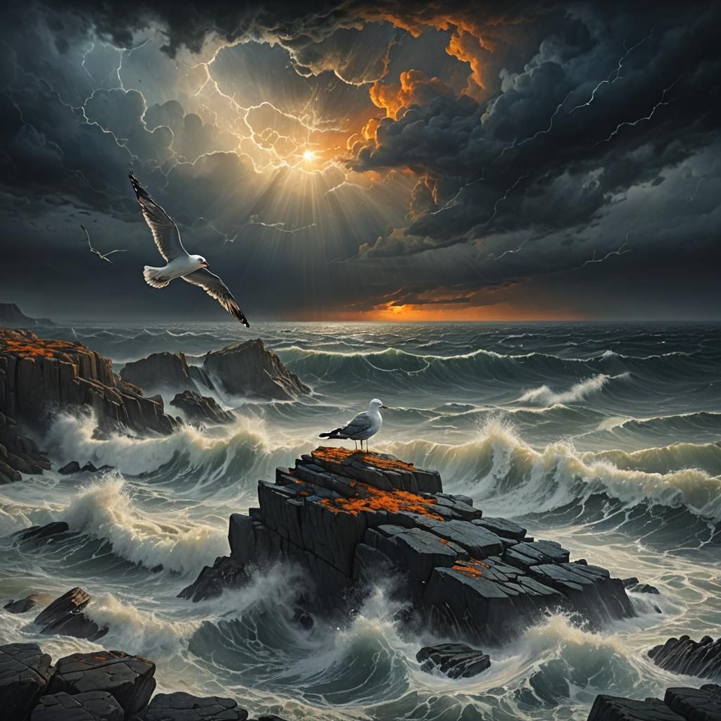 A gull facing the storm  by @Judas Fun