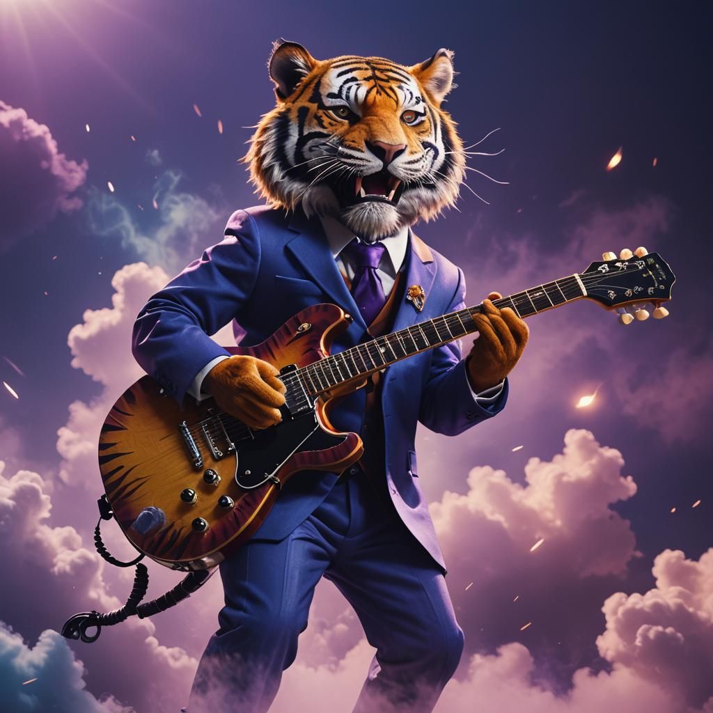 Tiger in Tuxedo Rockstar Serenades the Skies