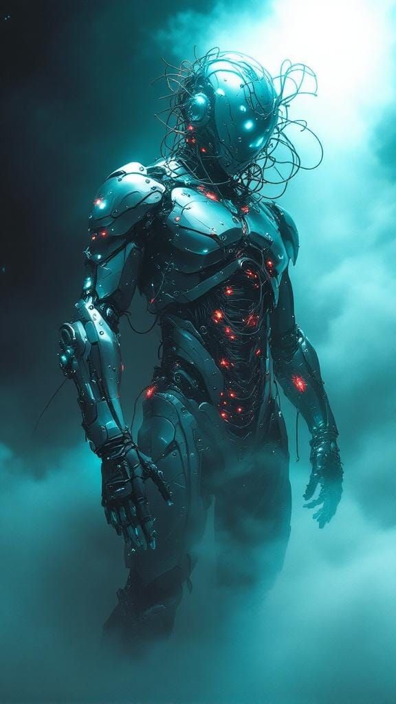 Biomechanical Android Hybrid in Biopunk Style