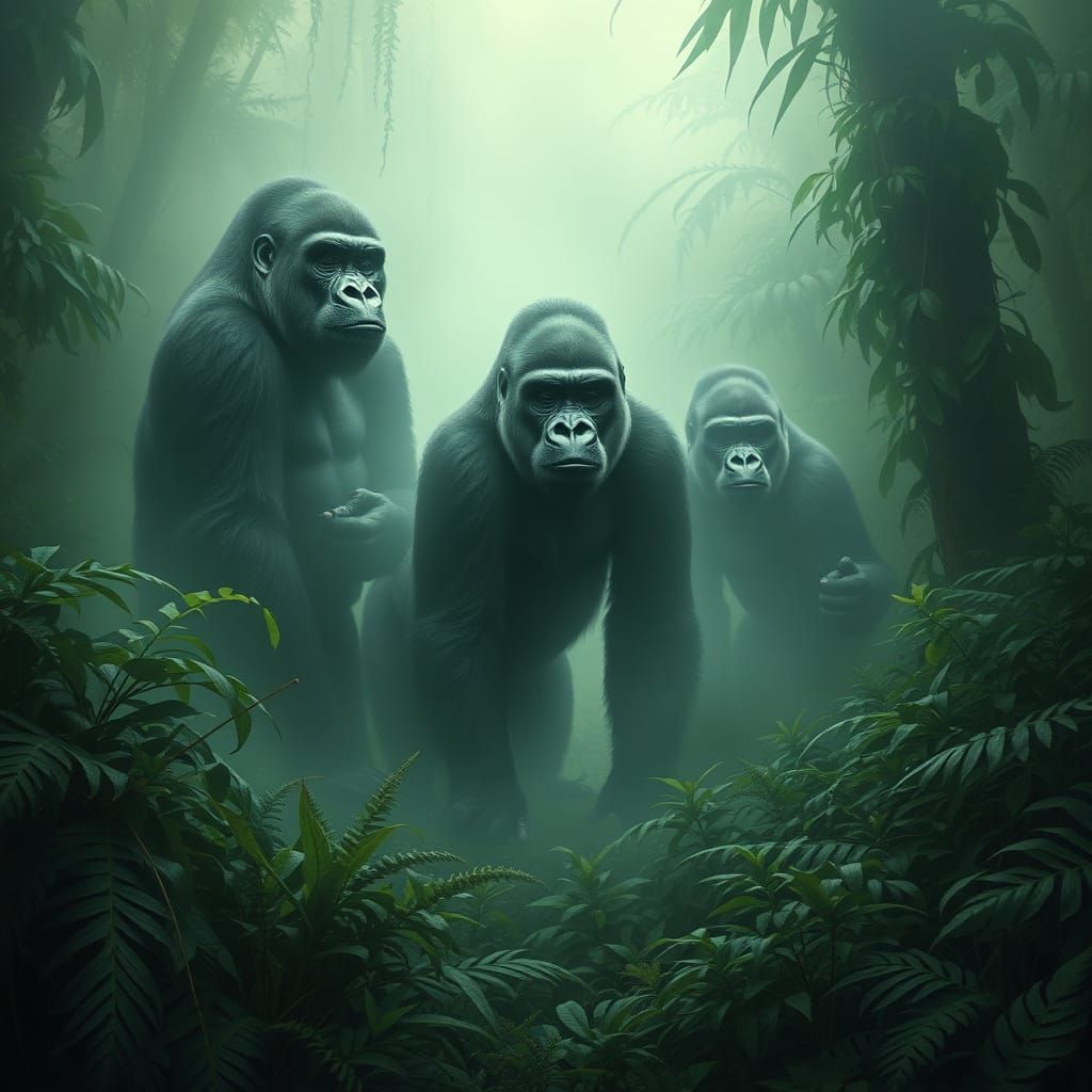 Gorillas in the mist  by @undefined