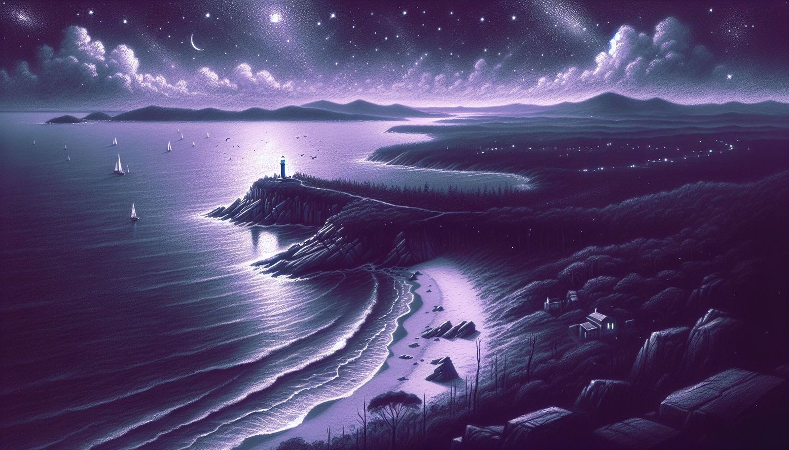 Calm night on the ocean