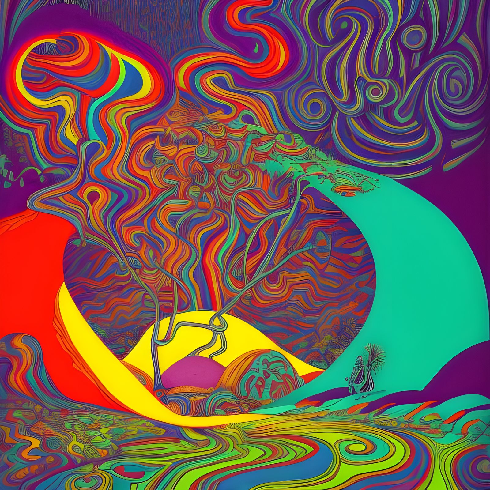 Psychedelic Landscape Art Inspired by Dr. Seuss and Escher