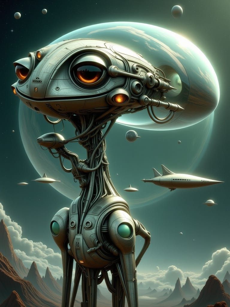 a surreal alien figure