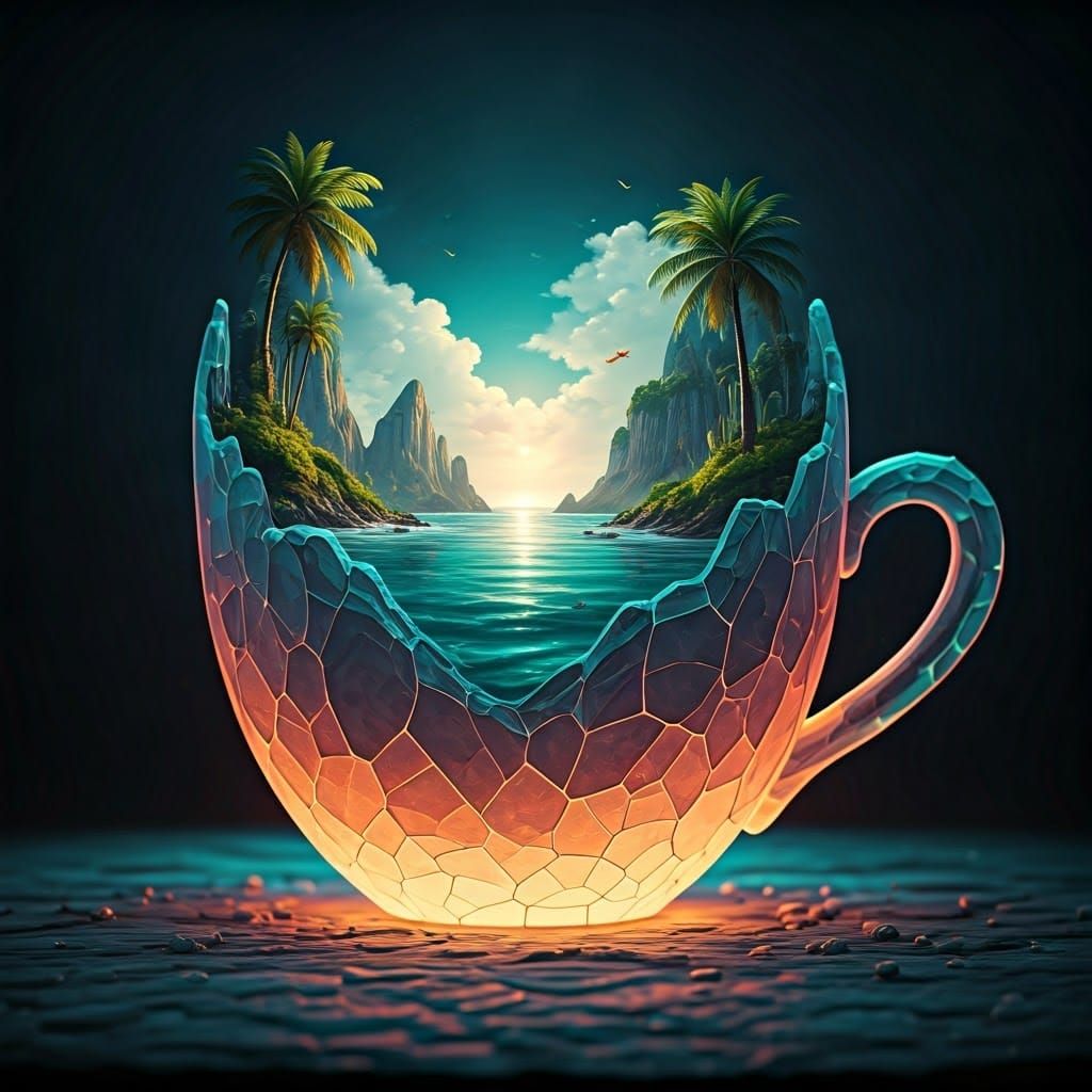 Enchanted Crystal Cup in a Whimsical Seaside Haven