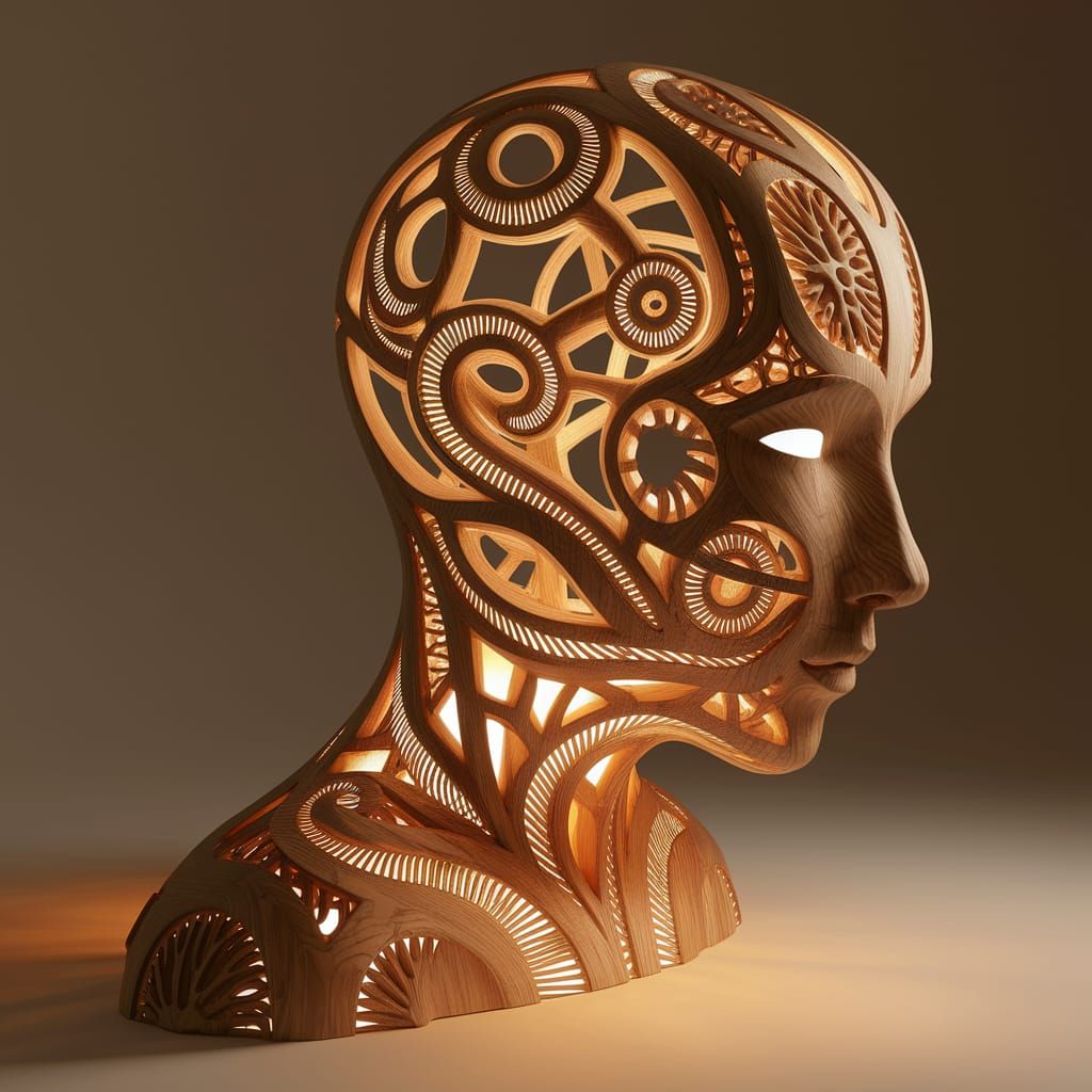 Wooden Sculpture Lamp  by @DarK StaR