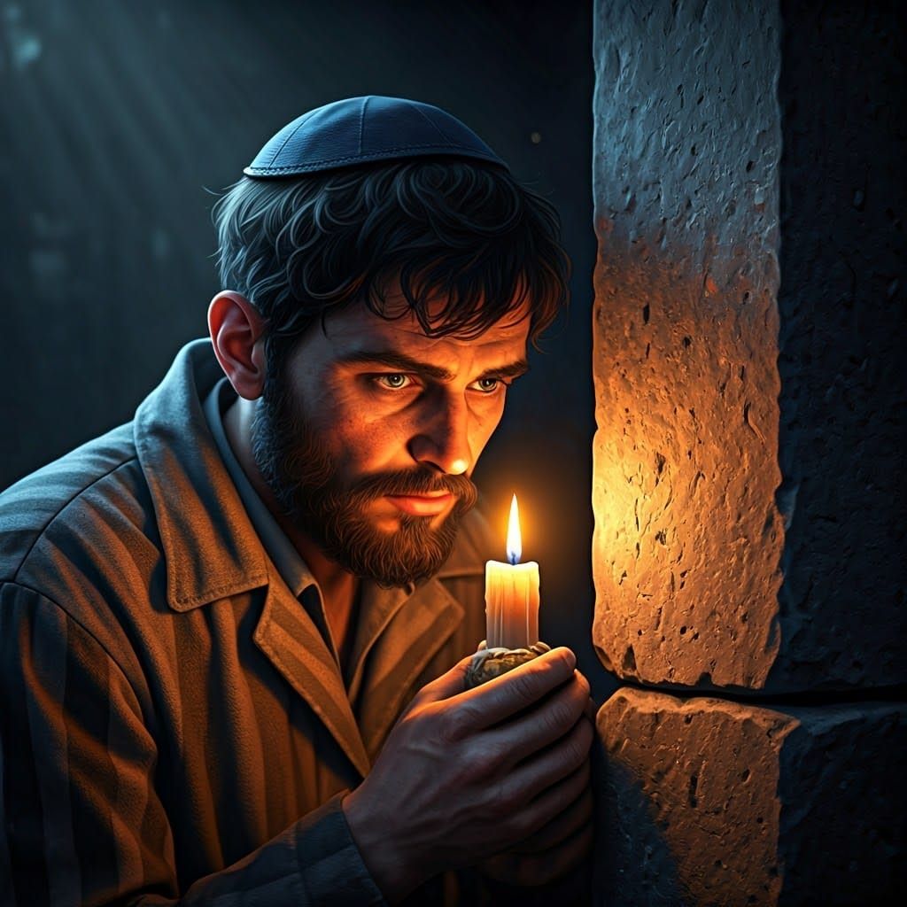 Hope in the Shadows: A Concentration Camp Scene in Whimsical...