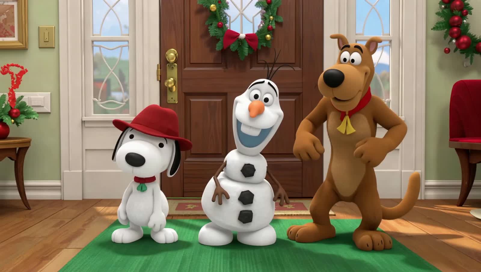 Snoopy, Olaf and Scooby Doo is inviting their friends for a dinner party.