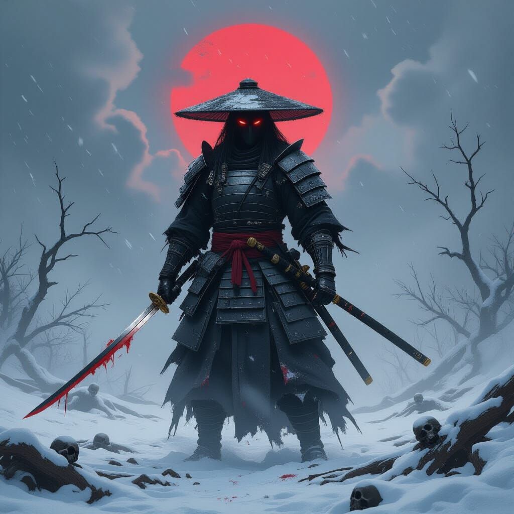 Samurai Warlord in the Blizzard  by @Sapphire 