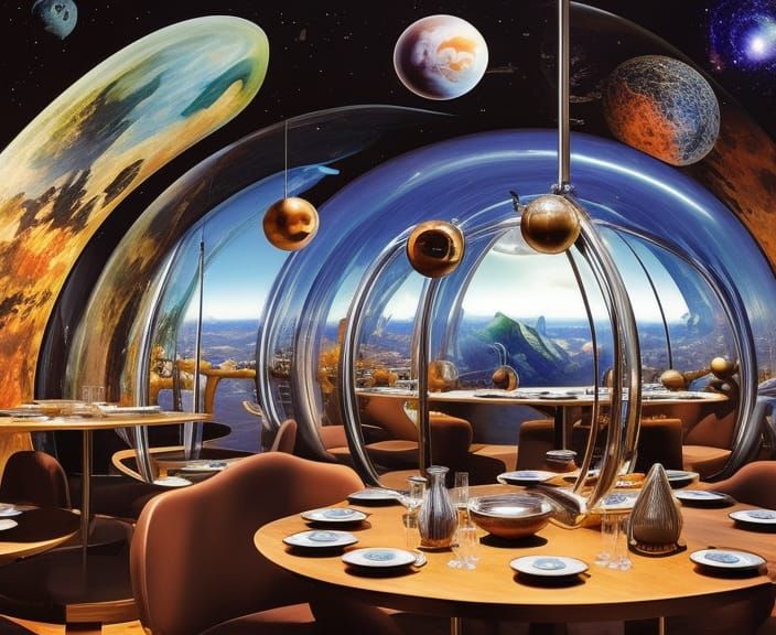 whimsical zero-gravity cafe 