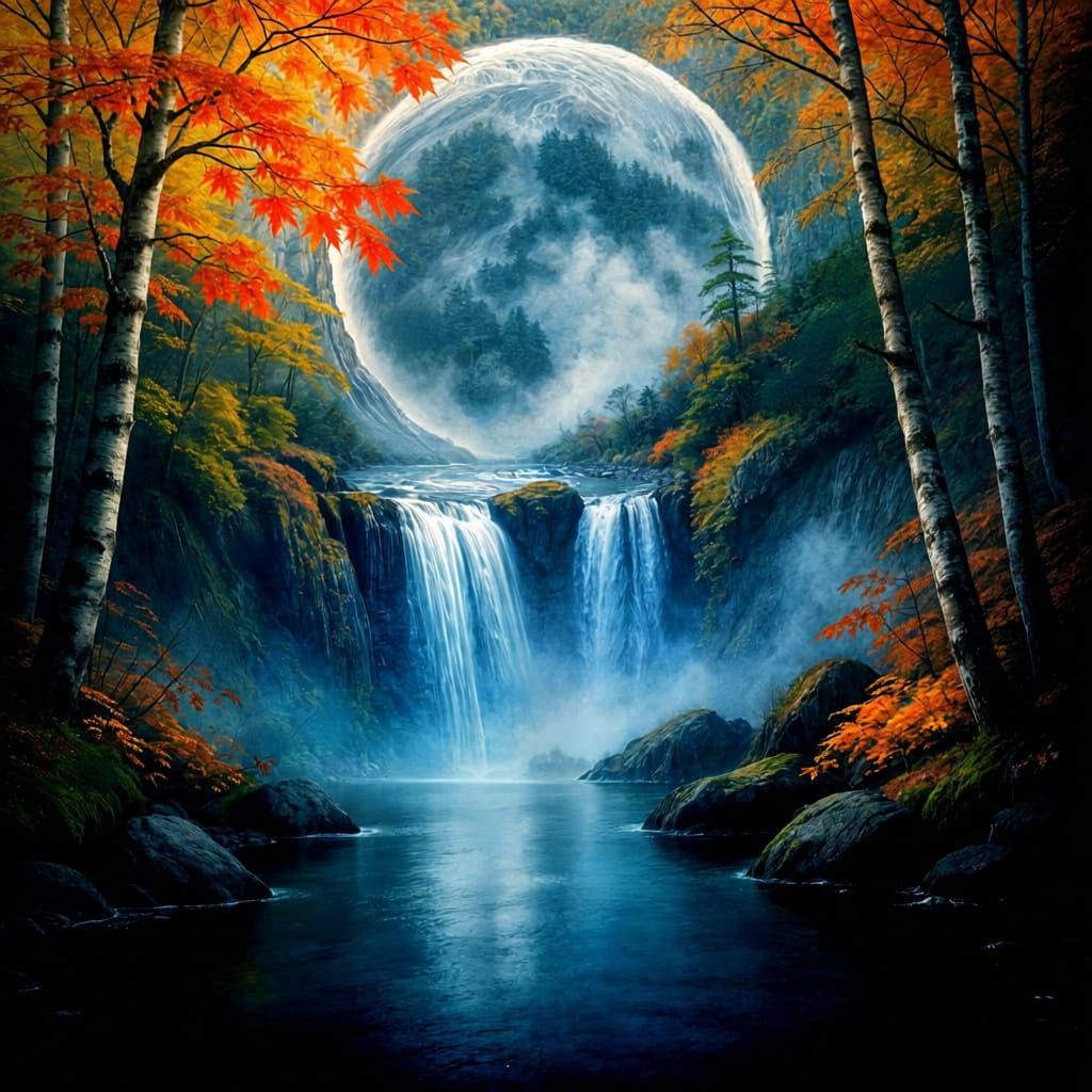 autumn waterfalls   by @Shimmeringcosmos