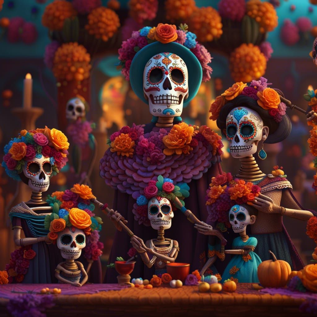 La Familia At Día de Los Muertos - AI Generated Artwork - NightCafe Creator