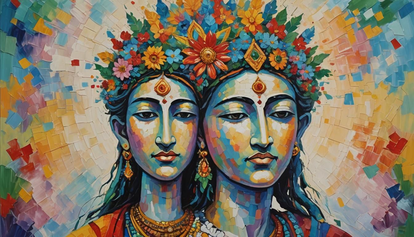 Vibrant Godhead Portrait in Impressionist Style