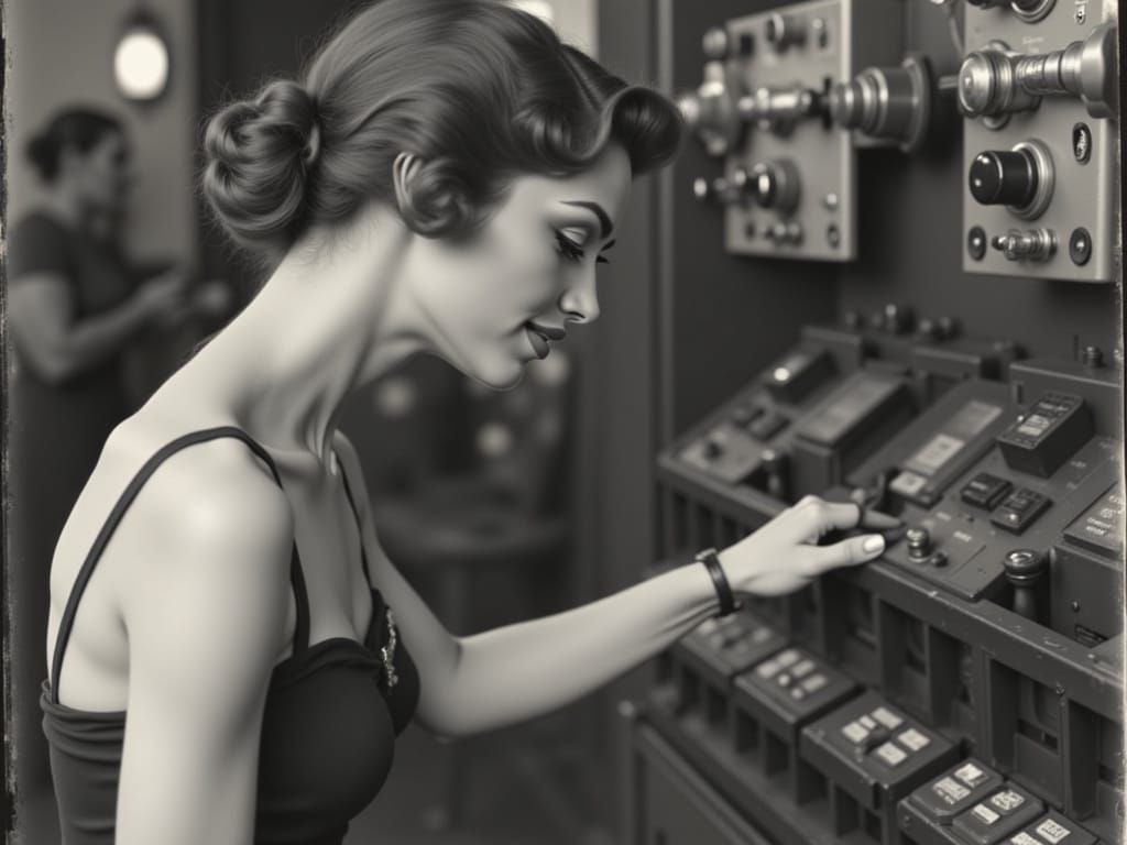 Green-Toned Cyanotype image of an Operator