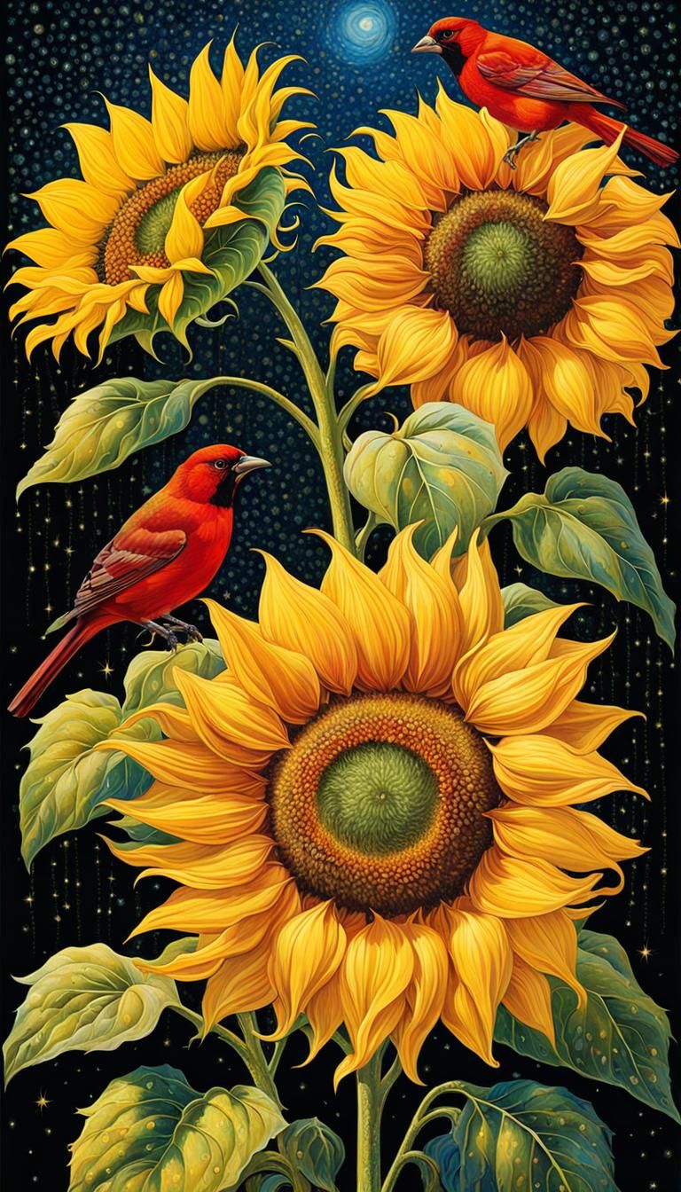 Vibrant Fantasy Sunflowers