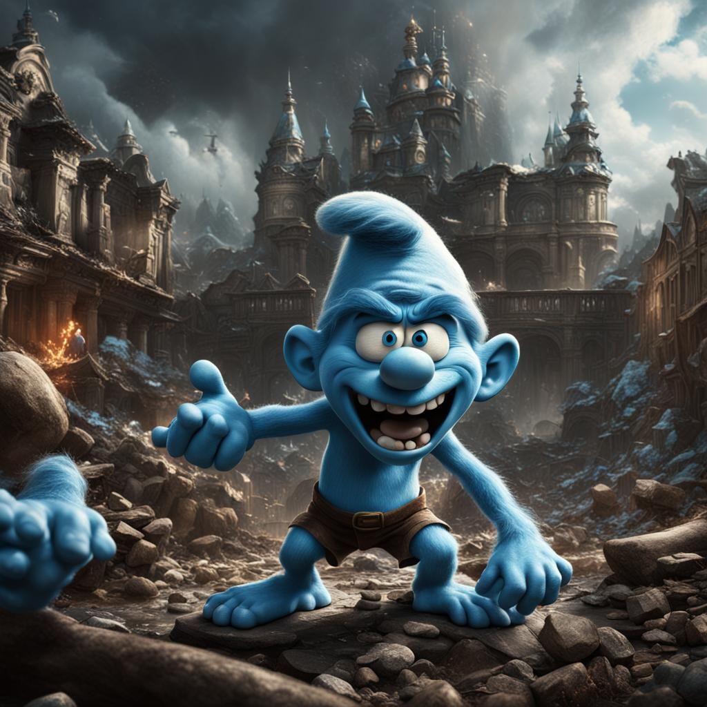 angry smurf - AI Generated Artwork - NightCafe Creator