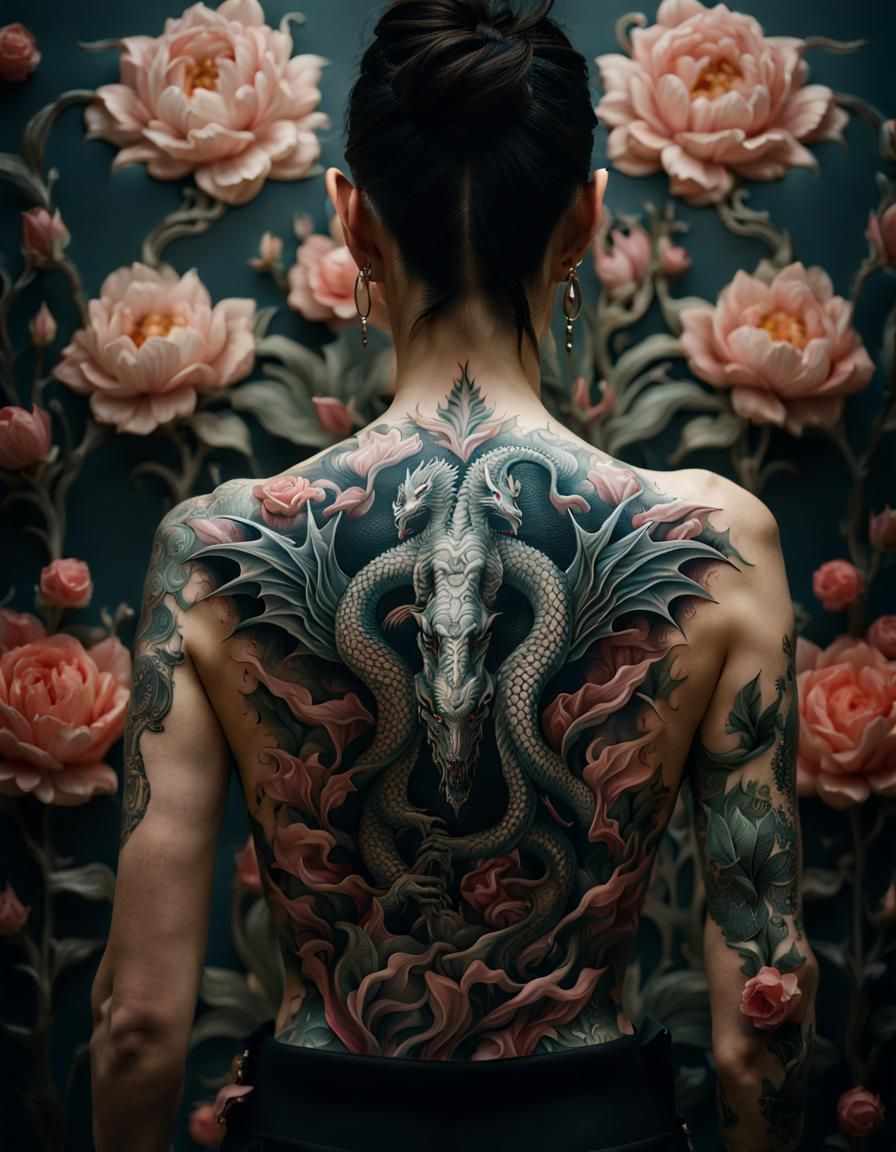 Girl with Blossom Dragon Tattoo