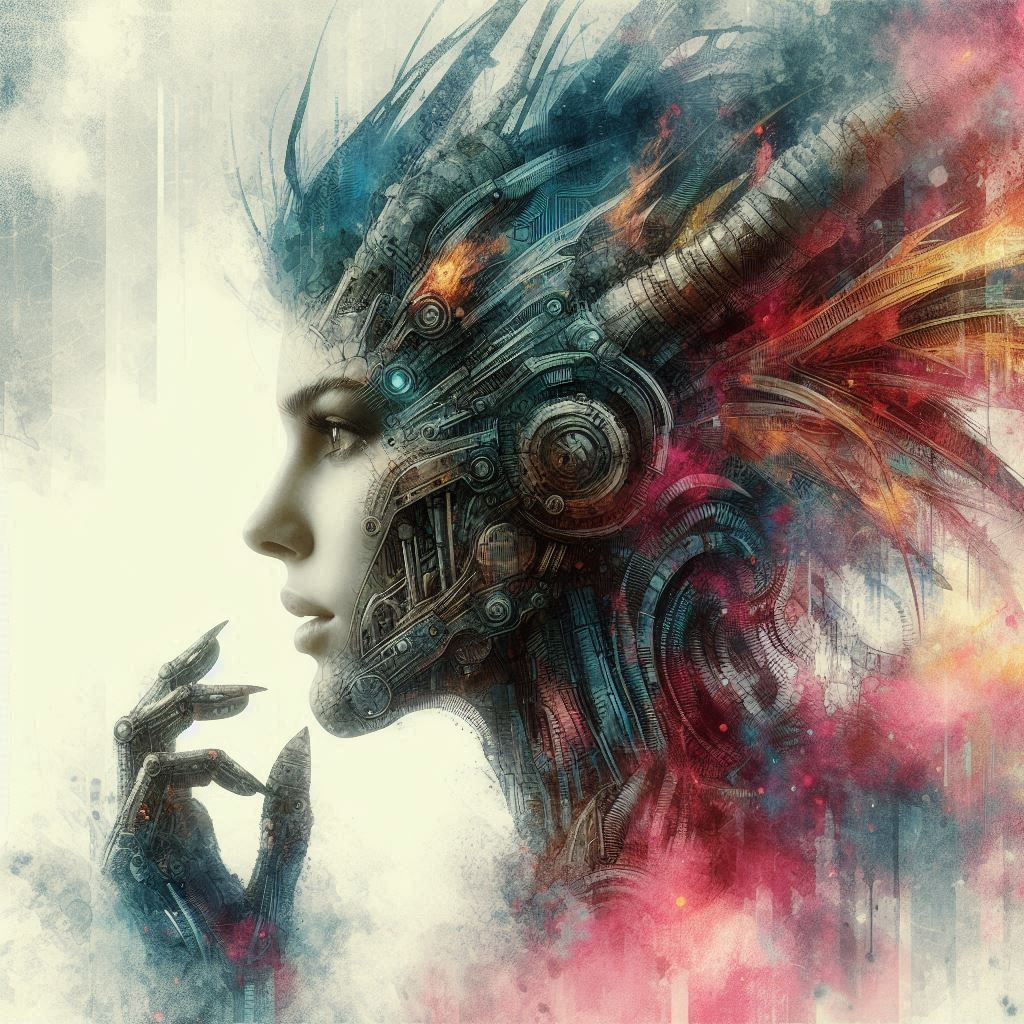 double exposure beautiful fantasy DALL-E 3 portrait landscap...