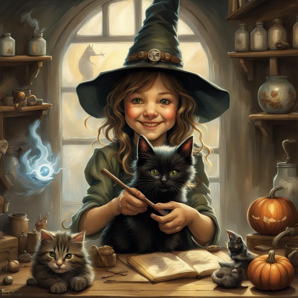 Young Smiling Witch  by @Chickadee