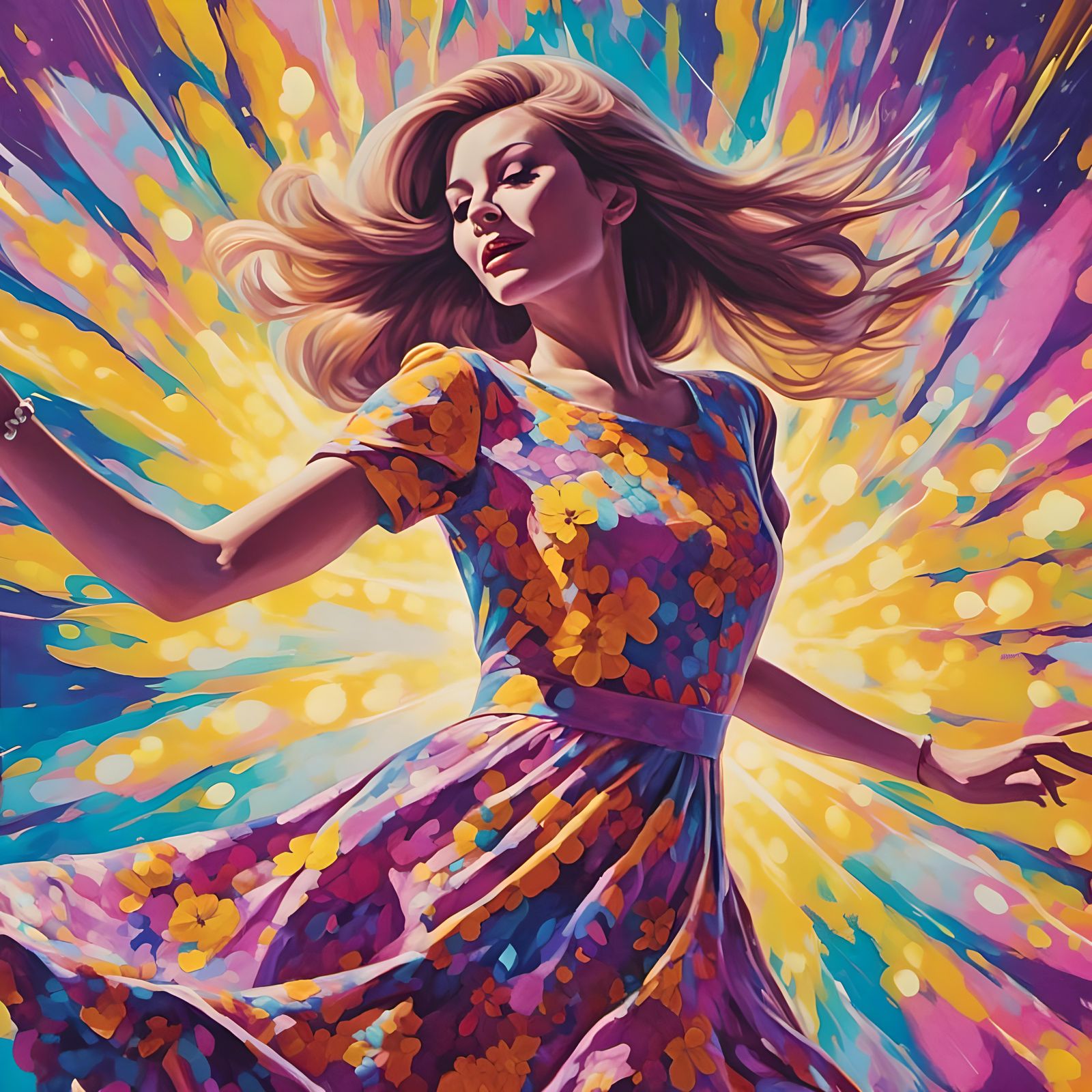 "Color The Unexpected"  I made another Lora

<lora:Color the Enexpected:1.0> Psychedelic Freak Out Dancing woman in 1960's  tellow floral minidress white tights in a party atmosphere la...