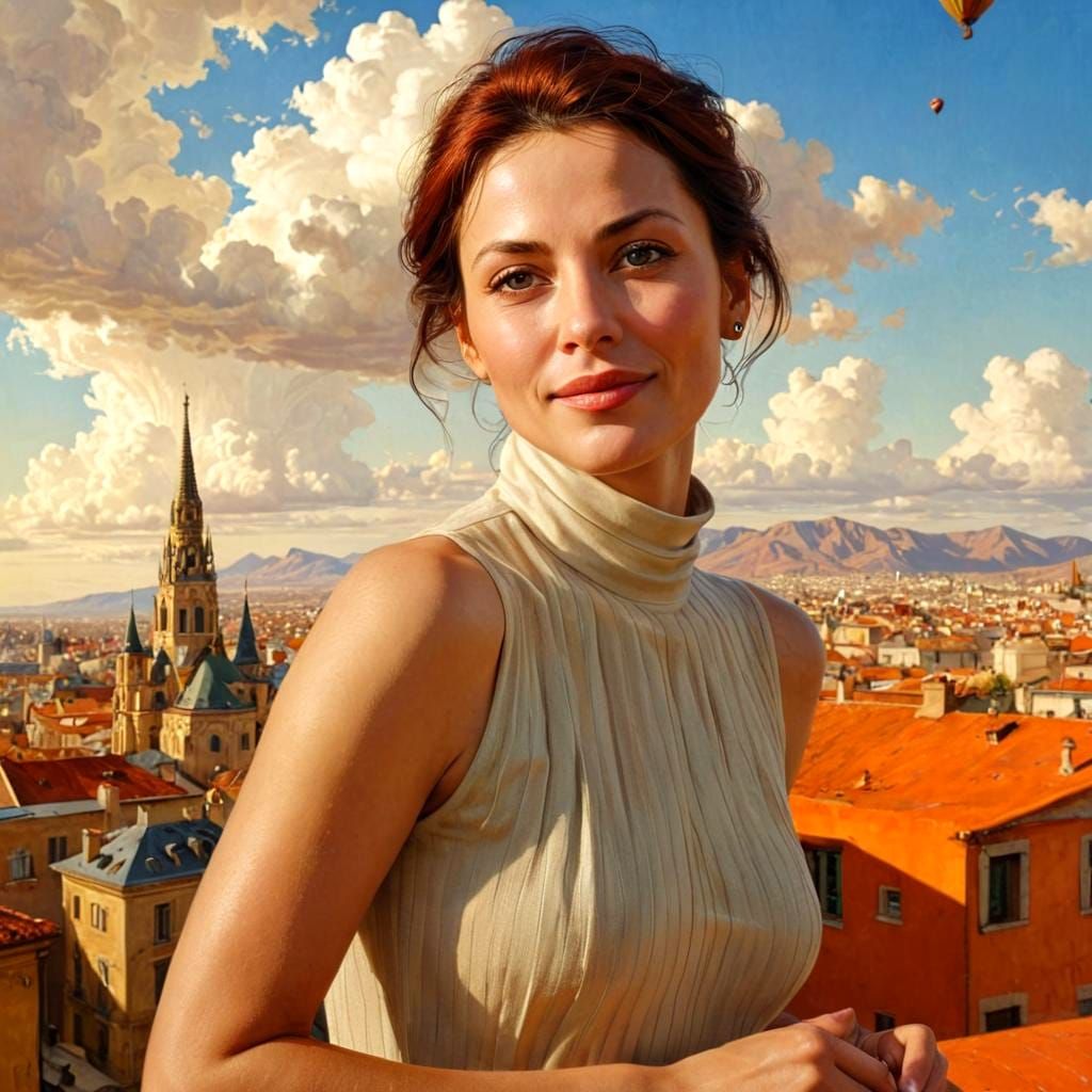 Charming 40-Year-Old Lady Portrait in Hyperrealism