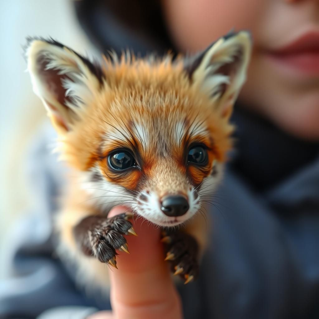 Miniature Fox on a Finger