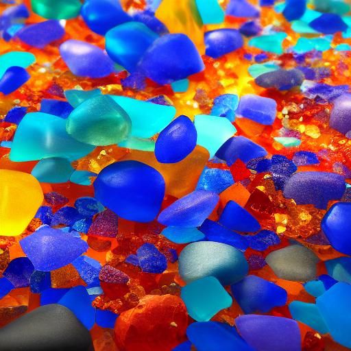 beach glass stones various red blue orange colours dotted diamonds AI