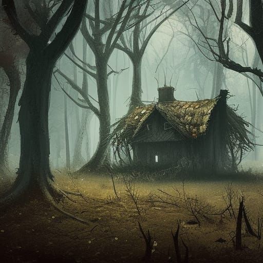old house in dark forest  by @Kristine