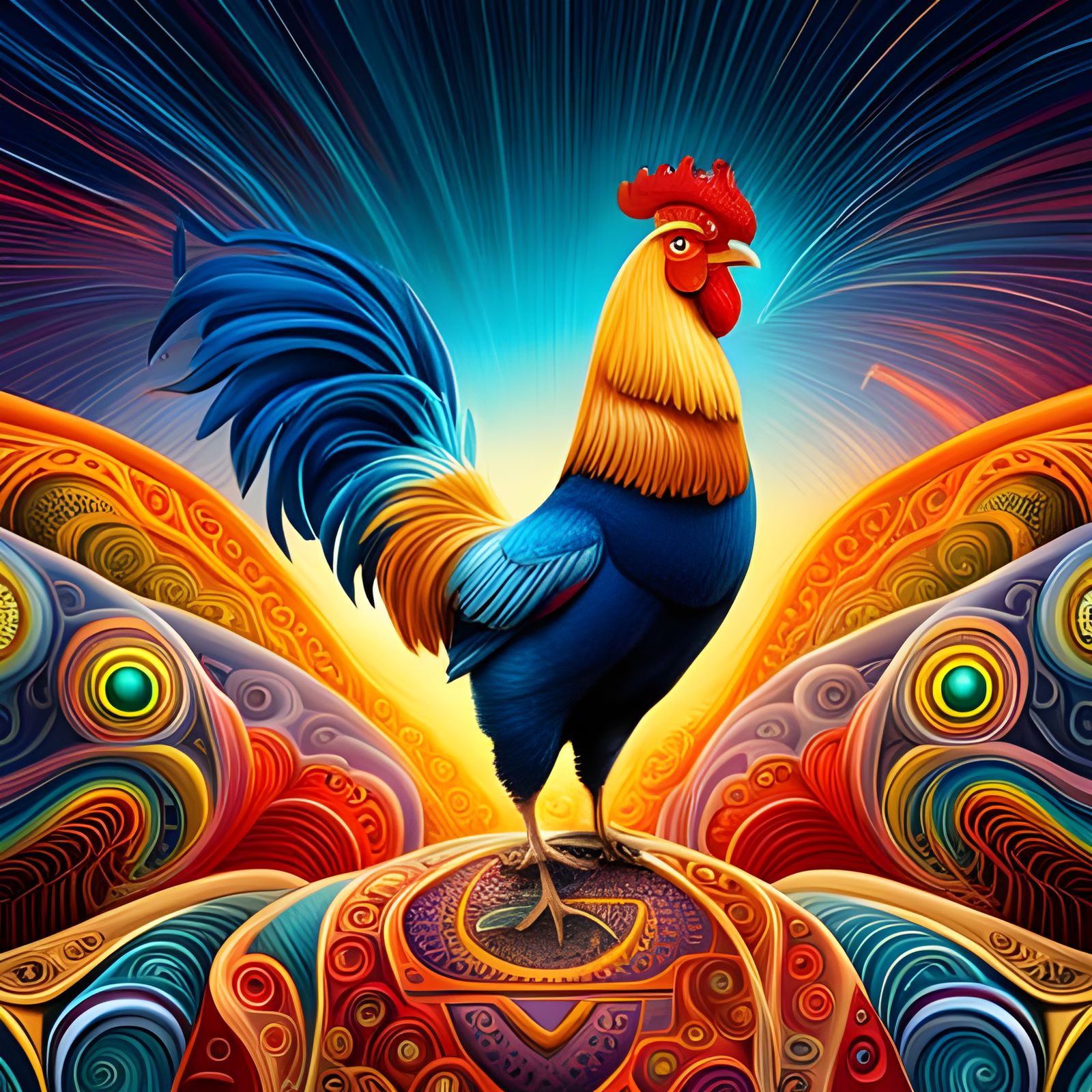 A Colourful Rooster AI Generated Artwork NightCafe Creator