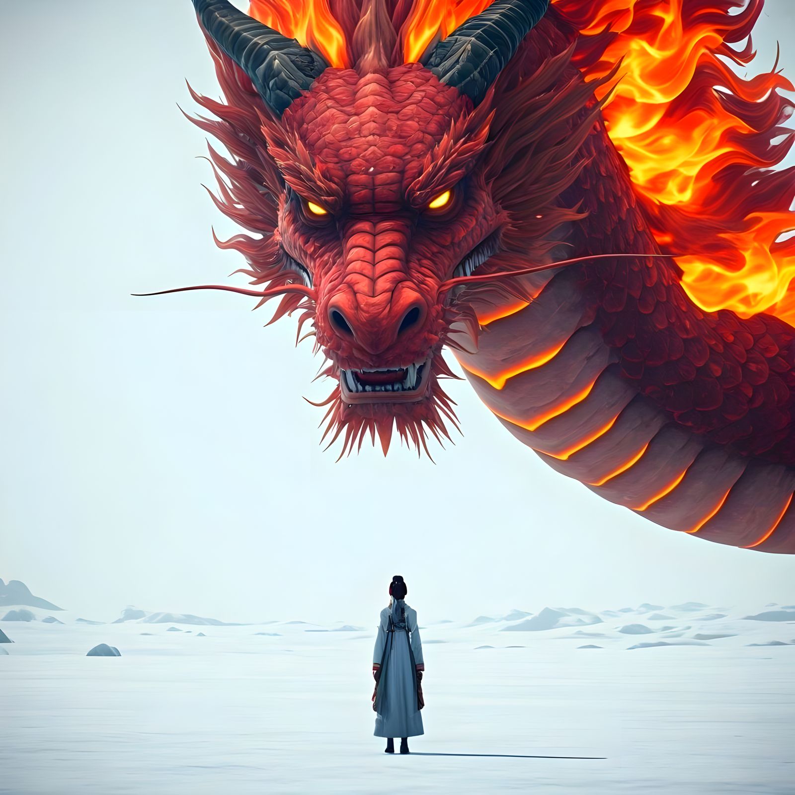 Small Asian Girl, Blatantly Obvious Dragon  by @StonerMechPilot