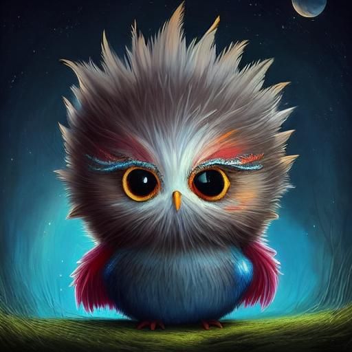 Cute And Fluffy Tiny Baby Bird By Andy Kehoe And Tim Burton. Big Sad 