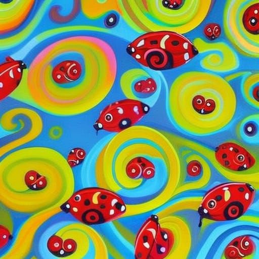 Ladybugs in a Vibrant Candyland Wonderland