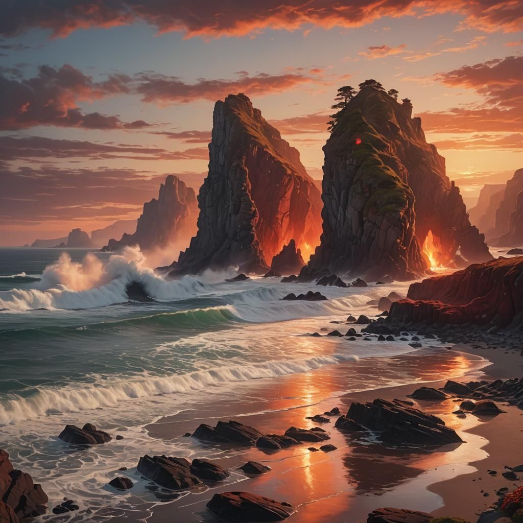 Mystical Sunset on Fantastical Coastlands