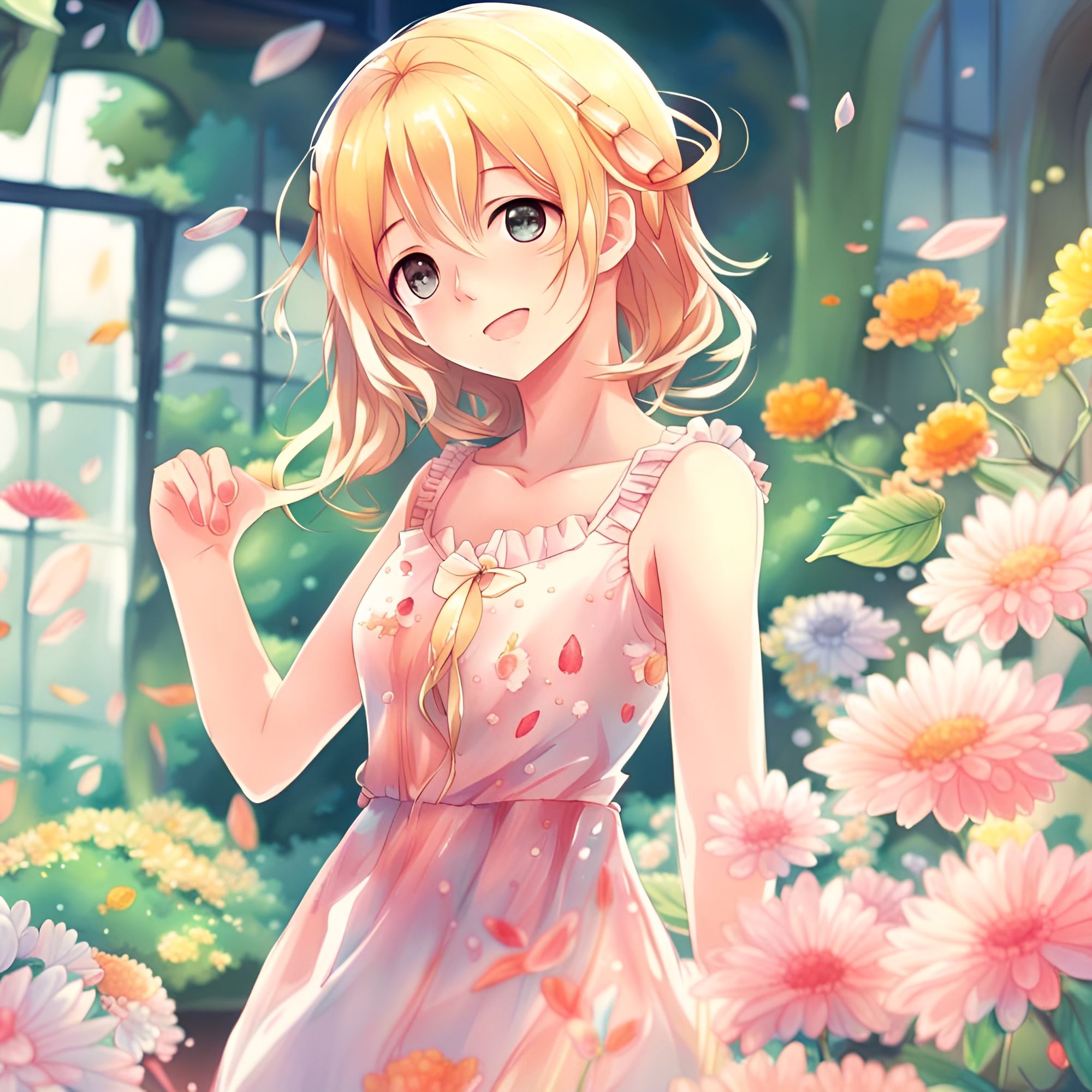 Download Cute Anime Girl Fancy Pink Dress Wallpaper | Wallpapers.com