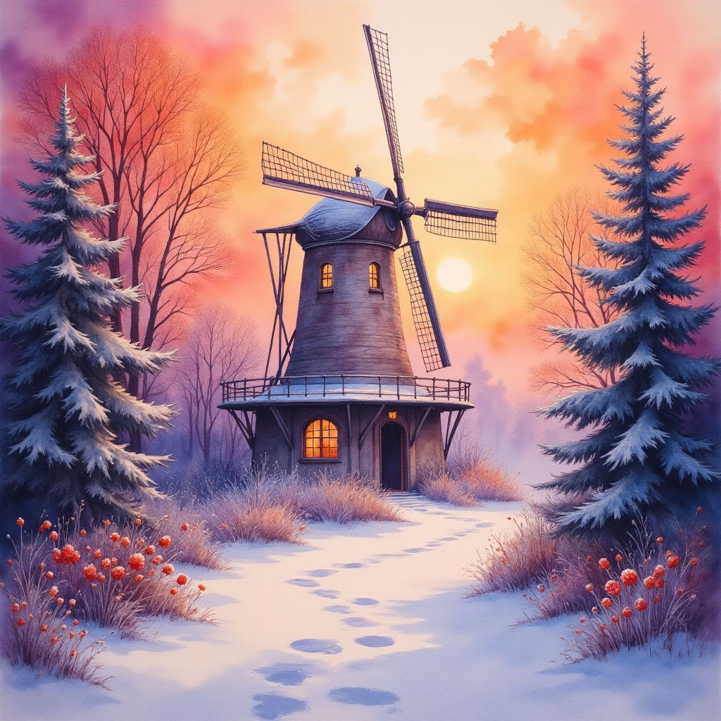 Old weathered dutch windmill