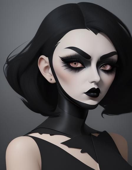 Pretty Black-Haired Goth Lady - AI Generated Artwork - NightCafe Creator
