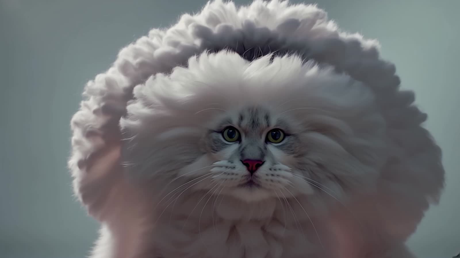 Eine gigantische Katze bläst ich als Ballon auf und fliegt davon