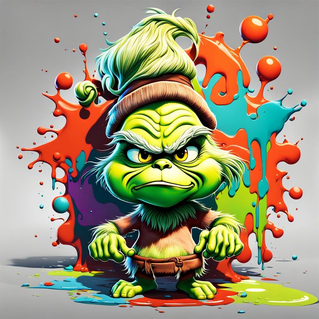 Baby Chrismas Grinch Cartoon Graffiti Art Splash Art Street Art